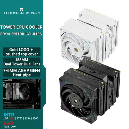 Thermalright ROYAL PRETOR 130 ULTRA 7 tubo de calor AGHP GEN4.0 tubo de calor de gravedad inversa CPU enfriador de aire compatible con LGA1851/1700 AM5/4