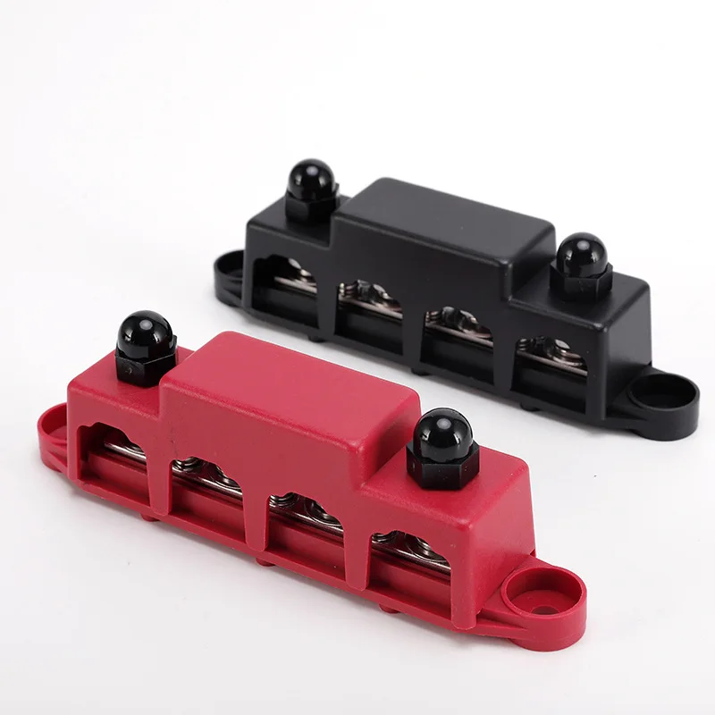 RV Bus Bar,Black 4 Stud M8 High Current Terminal Block Power Distribution Block for Yacht