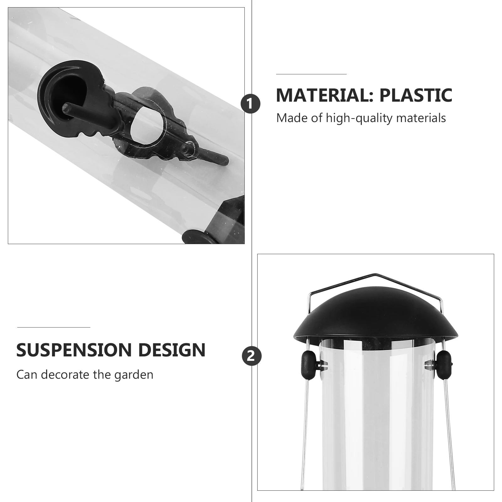 

Plastic Hanging Bird Feeder Container for Garden Outdoor Durable Decorative Squirrel Wild Food Holder Black Mixed