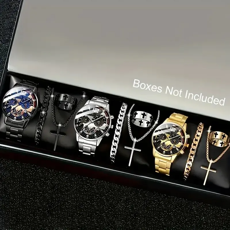12pc men's fashionable quartz watch and versatile accessory set for daily wear as gifts for friends and family