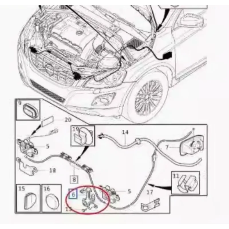 Metal Genuine China Hood Cover Center Puller Engine Cap Middle Wrench Gripper Automobile Part for Volvo XC90 S80 S60 XC60
