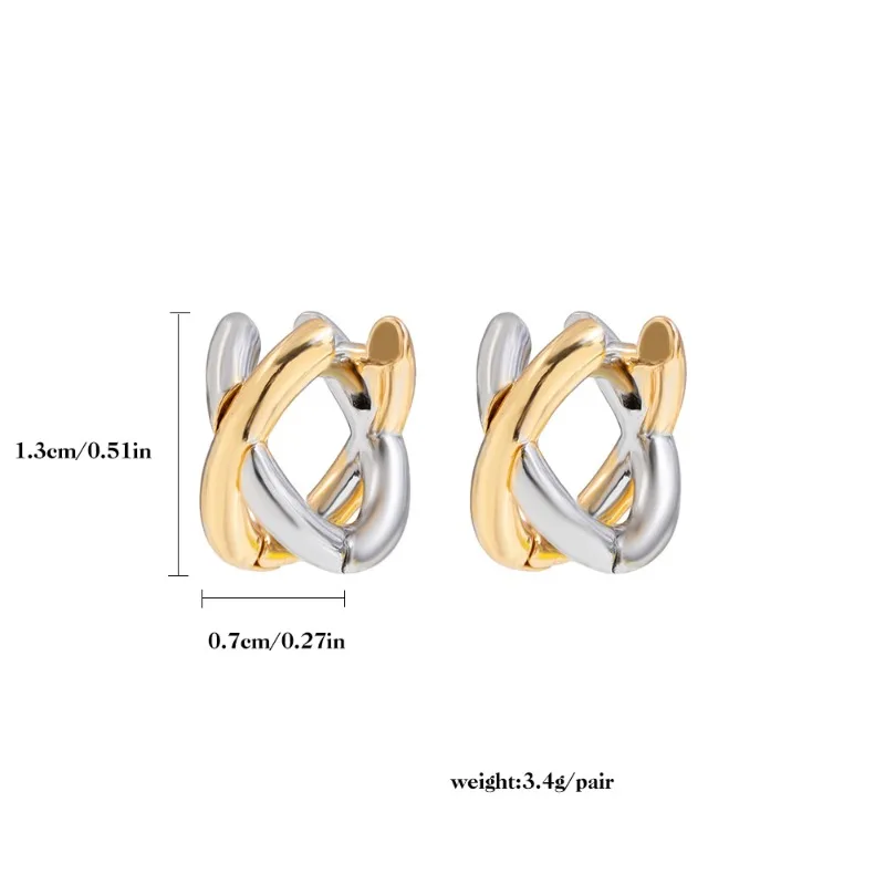 Orecchini tricolore creativi con doppia croce per donna Piccoli orecchini a cerchio delicati Accessori quotidiani Orecchini in rame