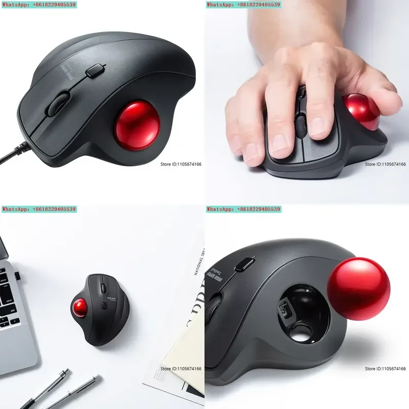 Ergonomic Trackball Mouse 3D Design 4 Button Click Mute DPI Drawing Editing CAD
