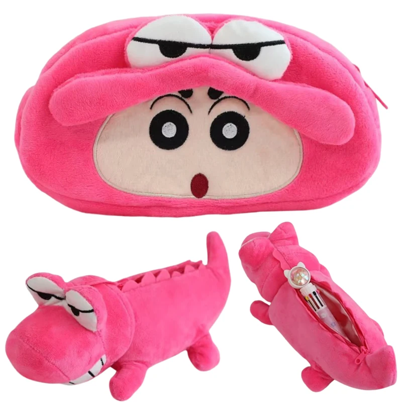 Crayon Shin-chan Waniyama San Pencil Bag Plush Pen Pouch Cartoon Cute Stationery Storage Bags Women Creative Cosmetic Organiser