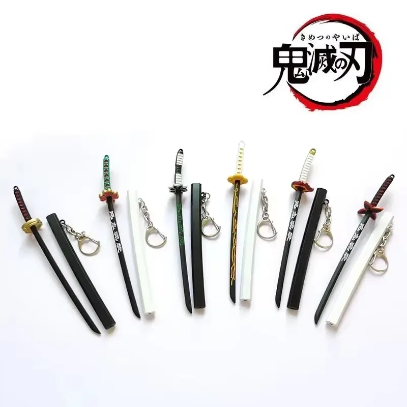 Alloy Demon Slayer Katana Swords Mini Anime Kimetsu No Yaiba Key Chain Ring Real Size Japanese Samurai Swords Home Decoration