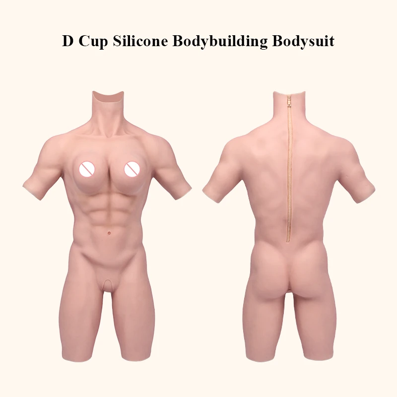 KUMIHO Bodybuliding Muscle Suit Cosplay Silicone One Piece Bodysuit Fake Boob Breast Forms For Crossdress Transgender Drag Queen