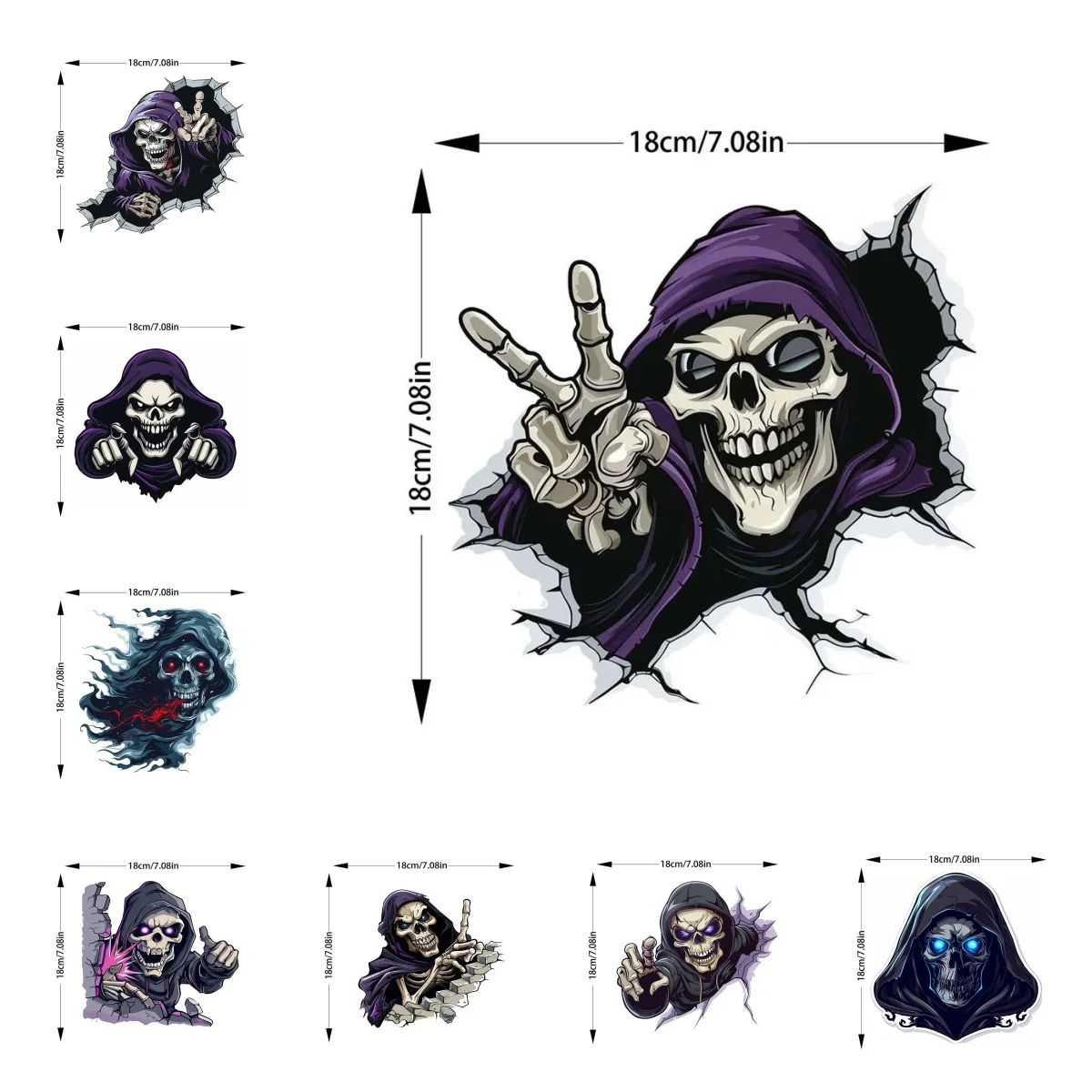 

Creative Ghost Face Car Stickers Scratch Covering Electric Scooter Motorcycle Creative Body Vinyl Decals Decorative