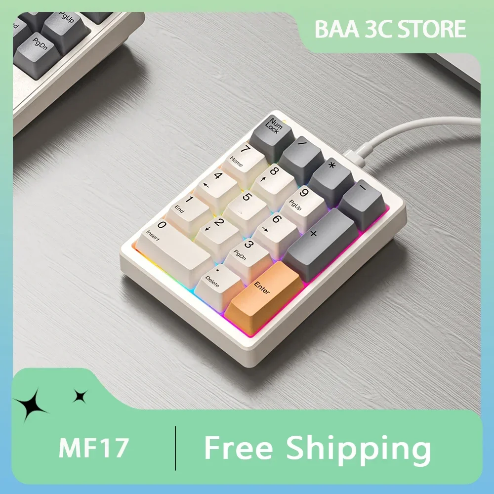 Magicforce MF17 Mini Keyboard Numpad Support QMK/VIA RGB Hot Swap Ergonomics Keypad Wired 17Keys Office PC Gamer Accessories