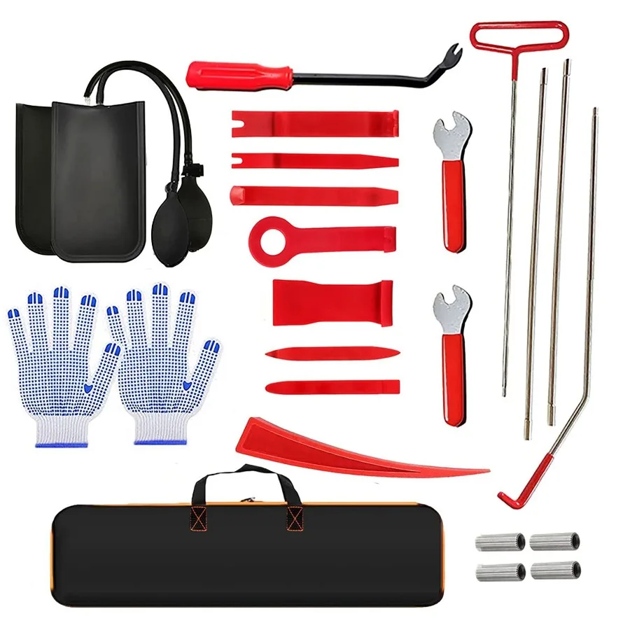 

24 stainless steel long distance car emergency key hook red warped roadside emergency kit Car trim removal kit doors and Window