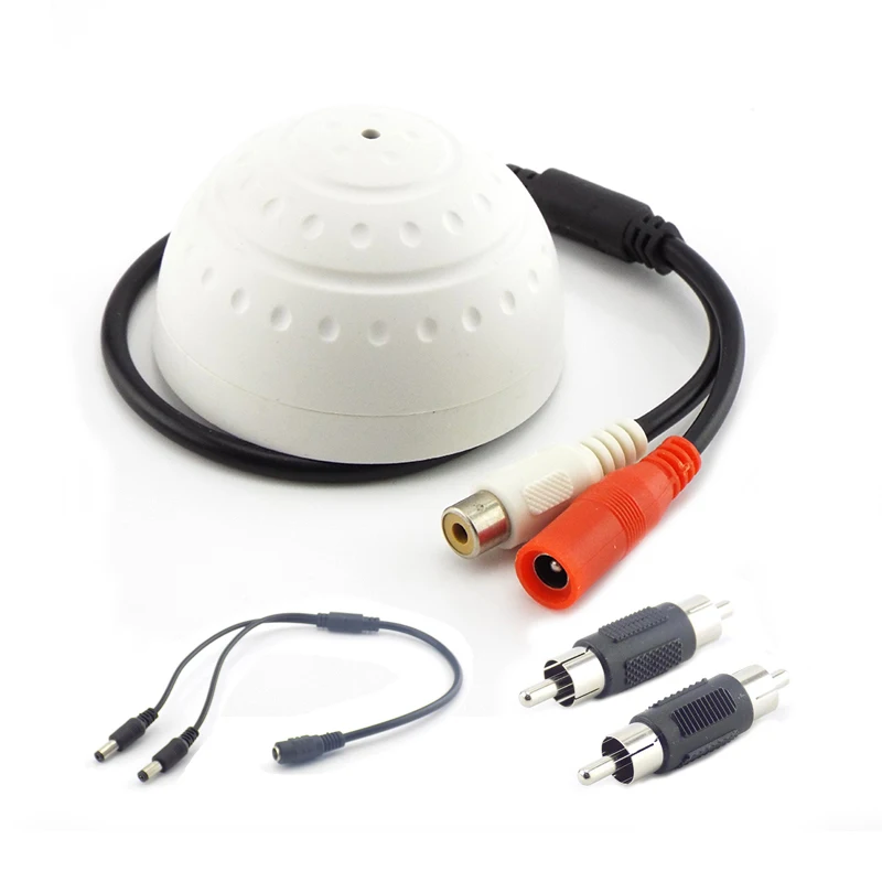 CCTV Pickup Microphone Audio Sound DC 1 to 2 Way Power Splitter Cable RCA male to Male Connector Monitoring for CCTV Camera J17