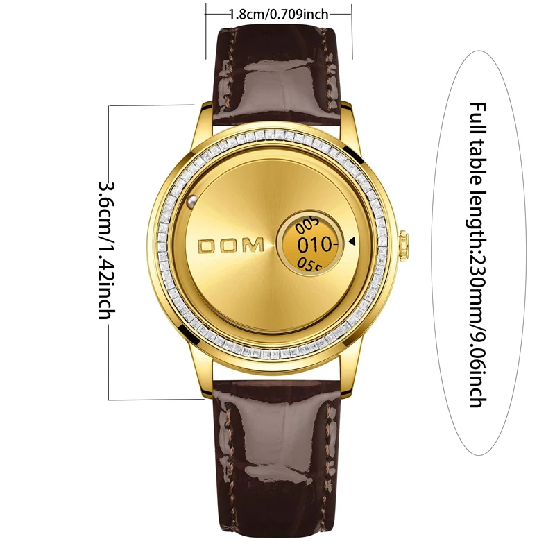 Dom1759 moda de luxo relógios femininos pulseira quartzo twatch para mulheres relógio de quartzo relógio de pulso menina waterproofk couro genuíno