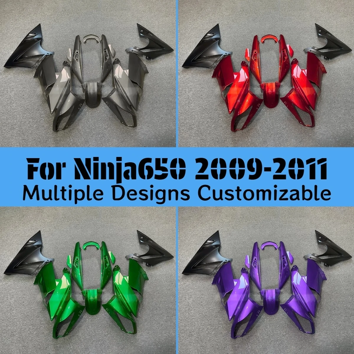 Coole Verkleidungen Ninja 650R 2009 2010 2011 Motorrad-Einspritz-ABS-Vollverkleidungssatz für Kawasaki Ninja650R 09 10 11