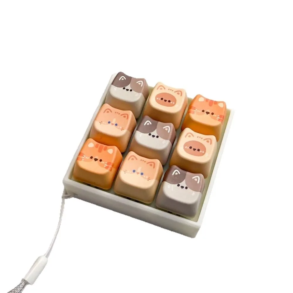 2/3/4/9 Keys Anti-stress Pendant Keyboard Mechanical Cat Fidget Keychain Fingertip Press Finger Button Decompression Keyring