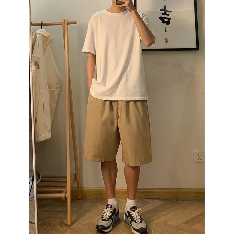 

00% Pure Cotton Summer Street Sle Loose Straight Casual orts Men Women Neutral Thin Five-Point Pants High Waist Slim Fit