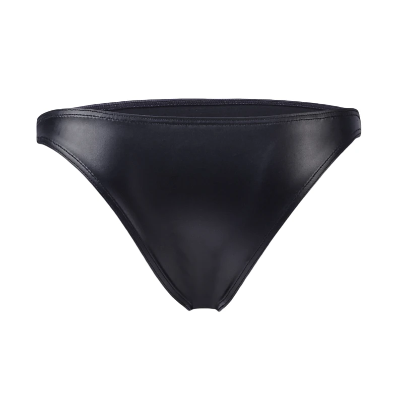 Men Bikini Briefs Underwear Faux Leather Male Mini Panties U Pouch Sexy Men's Briefs Cuecas Calzoncillos Hombre Slip Lingeries