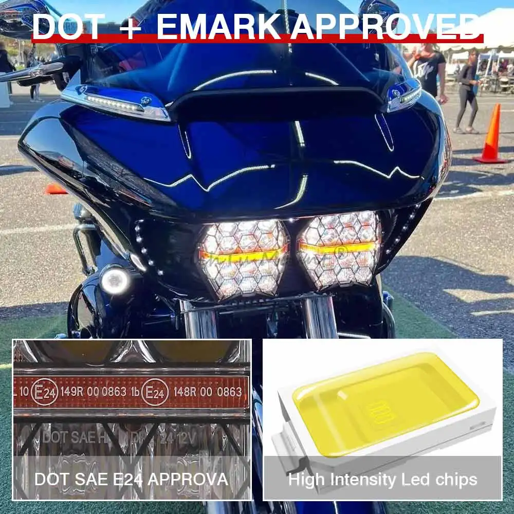 

Motorcycle Accessory For Harley Touring Road Glide Waterproof Aluminum Housing Technology LED Light 1X Led Headlight Assembly