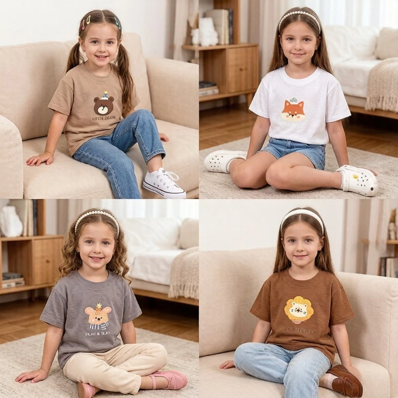 Child Tees Versatile Casual Sports T Pullover Shirt Toddler Brand New Cute Print Solid Tops Summer Costume For Girls Boys