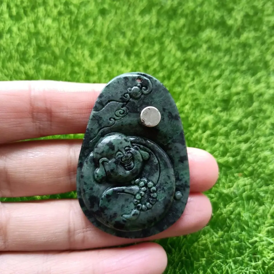 Natural Tibetan Jade Medicine Wang Shi Maitreya Pendants Women's Simple and Versatile Security Pendant Jewelry