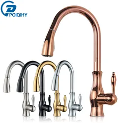 POIQIHY Bronze Black Kitchen Faucet Pull Out Kitchen Sink Mixer Tap Bathroom Cold Hot Mixer Tap Crane For Kitchen 360 Rotation