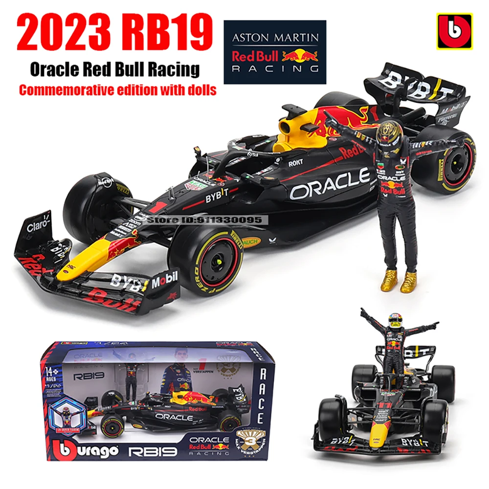 ブラーゴ-レッドブルレーシングカーモデル、1:24、2023、f1、rb19勝利の人形、1 # verstappen、11 # perez、式、スーパーおもちゃの車モデル