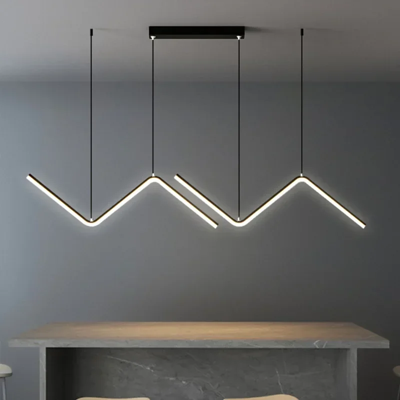 Moderne Led Zwart Goud Strip Lamp Kroonluchter Minimalistische Bar Keuken Slaapkamer Eetkamer Woonkamer Indoor Decor Led Armatuur