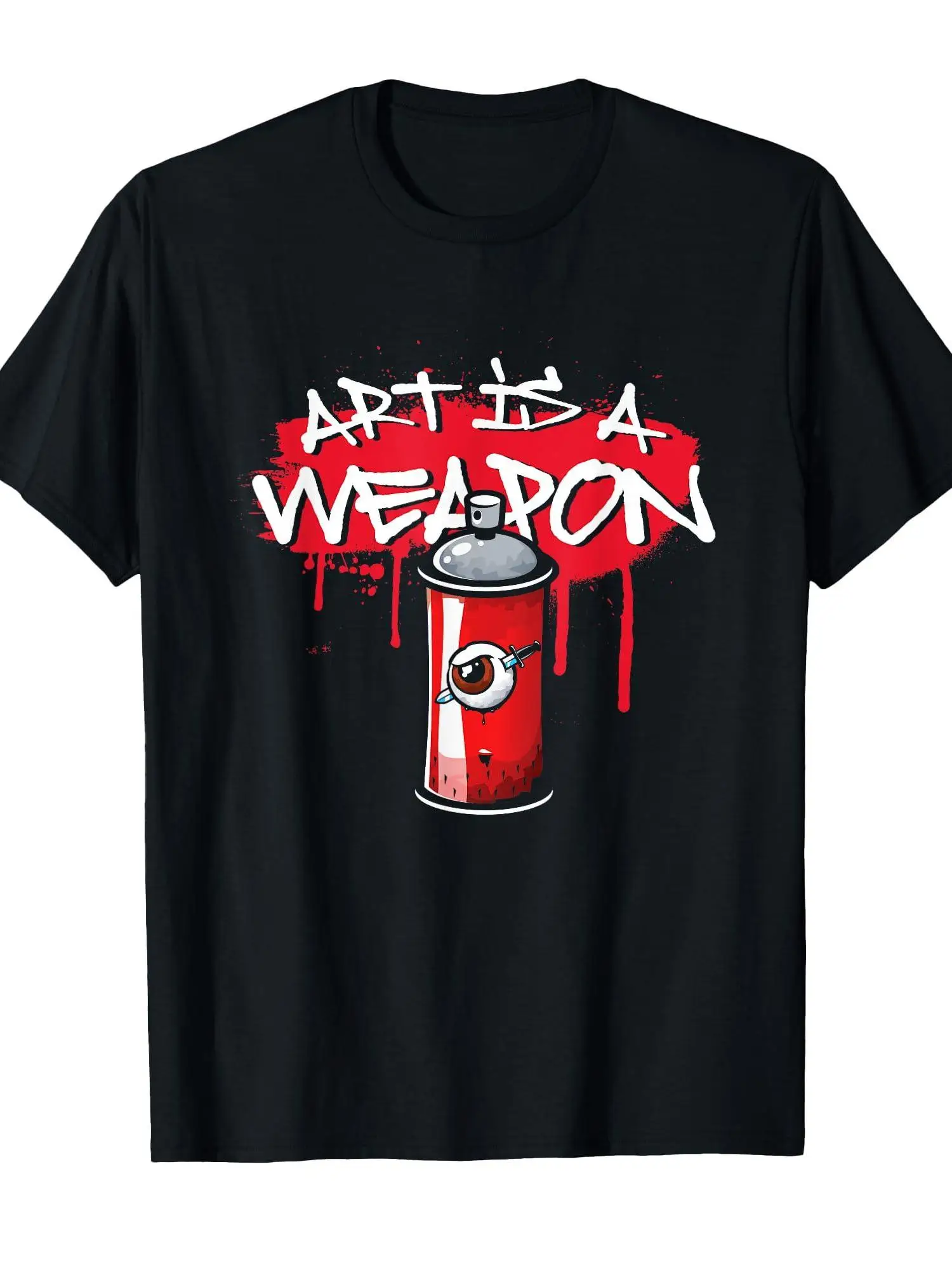 Men's Urban Streetwear Graffiti Artist T-Shirt - Hip-Hop B- Breakdance Graphic Tee with Spray Design,Crew Neck Short