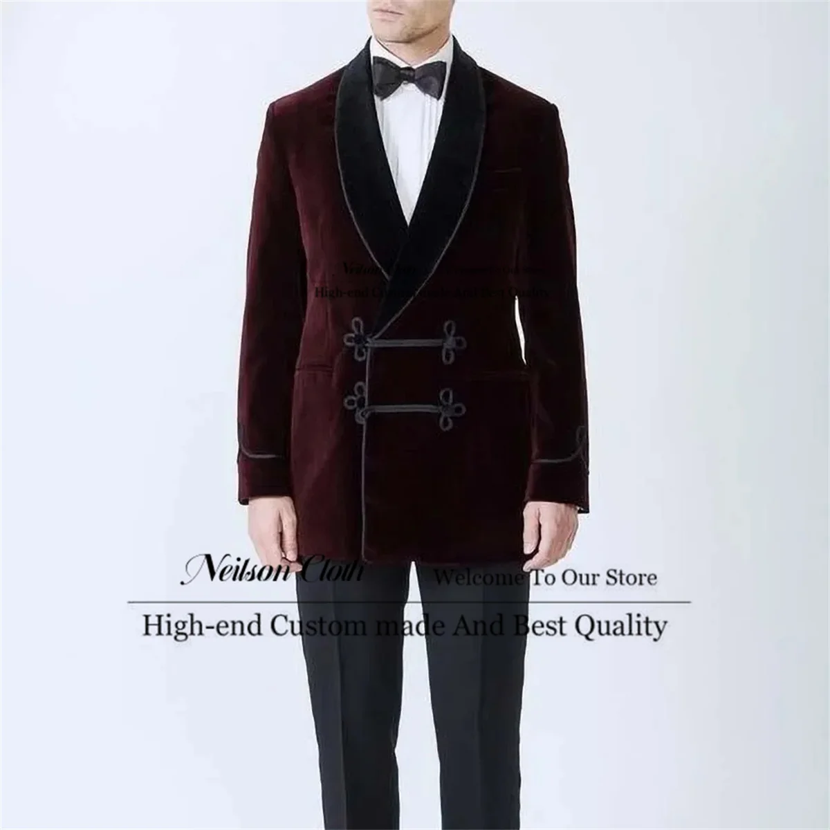 

New Classical Male Prom Blazers Burgundy Groom Wedding Tuxedos 2 Pieces Sets Shawl Lapel Men Suits Slim Fit Terno Masculino