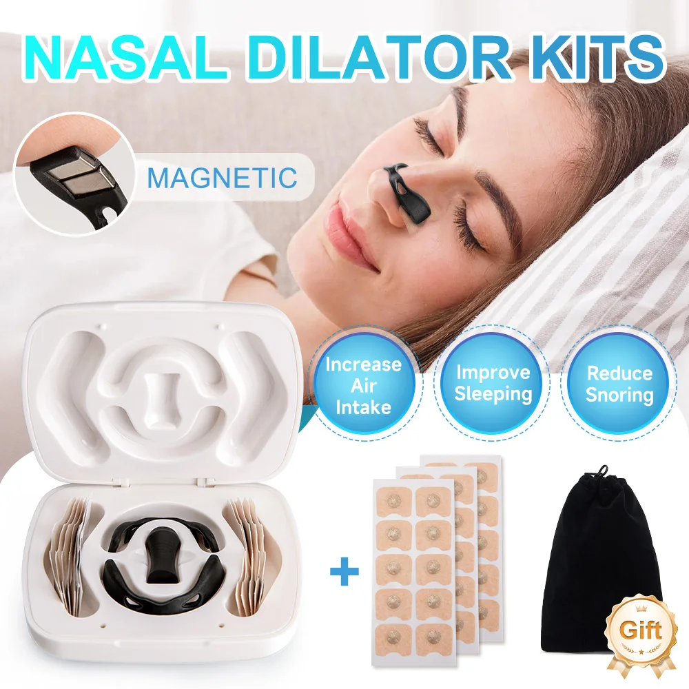 Anti-Snoring Nose Clip Nasal Breathing Dilators Starter Kits Magnetic Nose Strips Increase Sports Air Intake Improve Sleeping