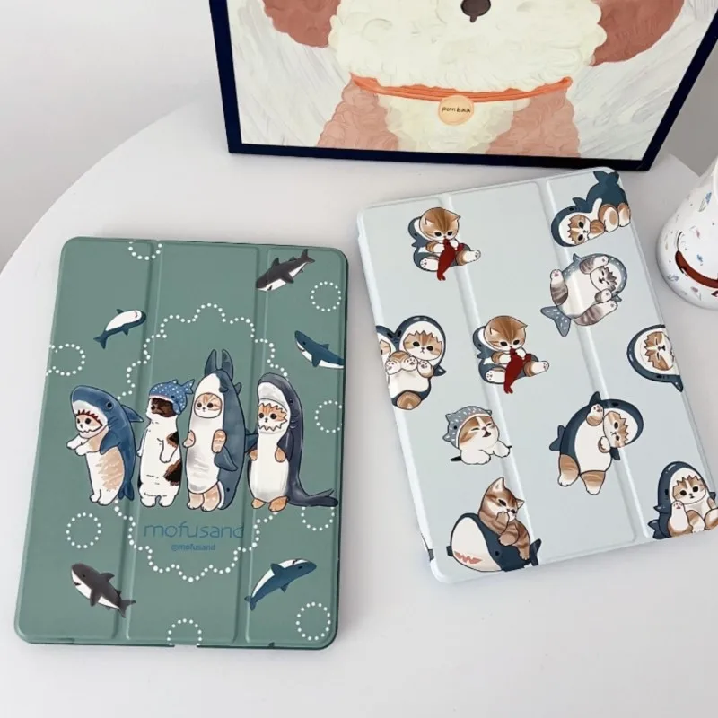 

INS Minimalist Shark Cat Tablet Cover For iPad Pro Air 2018 2020 2021 2022 2024 2025 Air 4 5 6 7 M2 M3 M4 M5 12.9" 13" 11" case