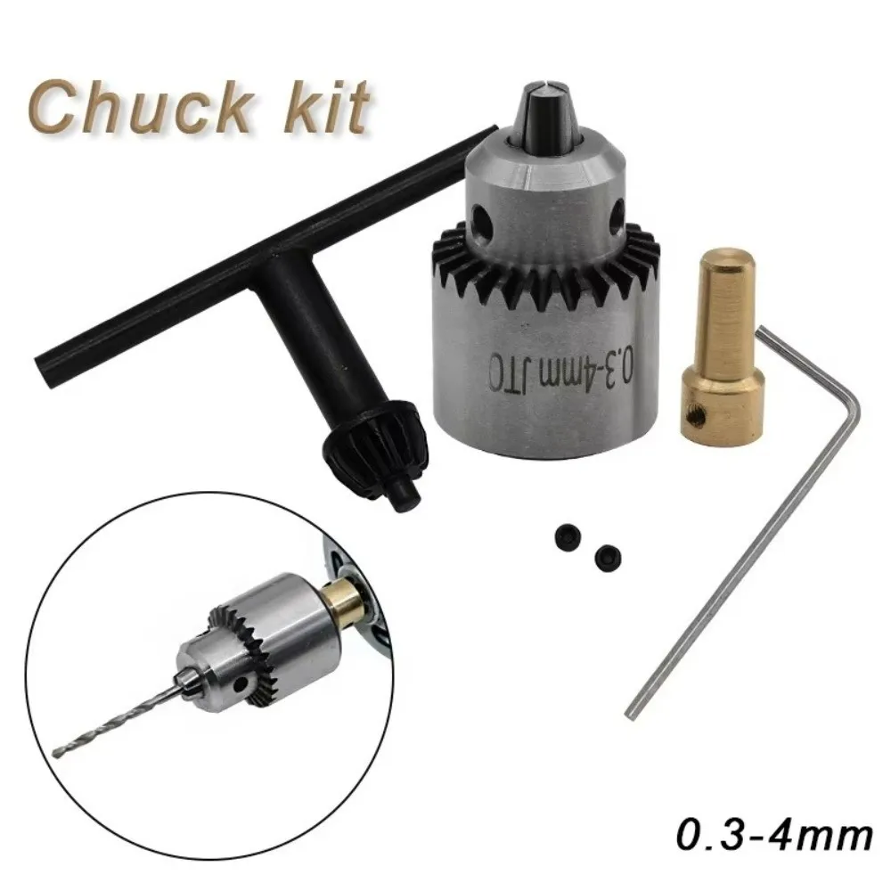 

4Pcs/Set High Precision Drill Chuck Connecting Rod Clamping Range 0.3-4mm Drill Chuck Adaptor Key Controlled Shaft Sleeve