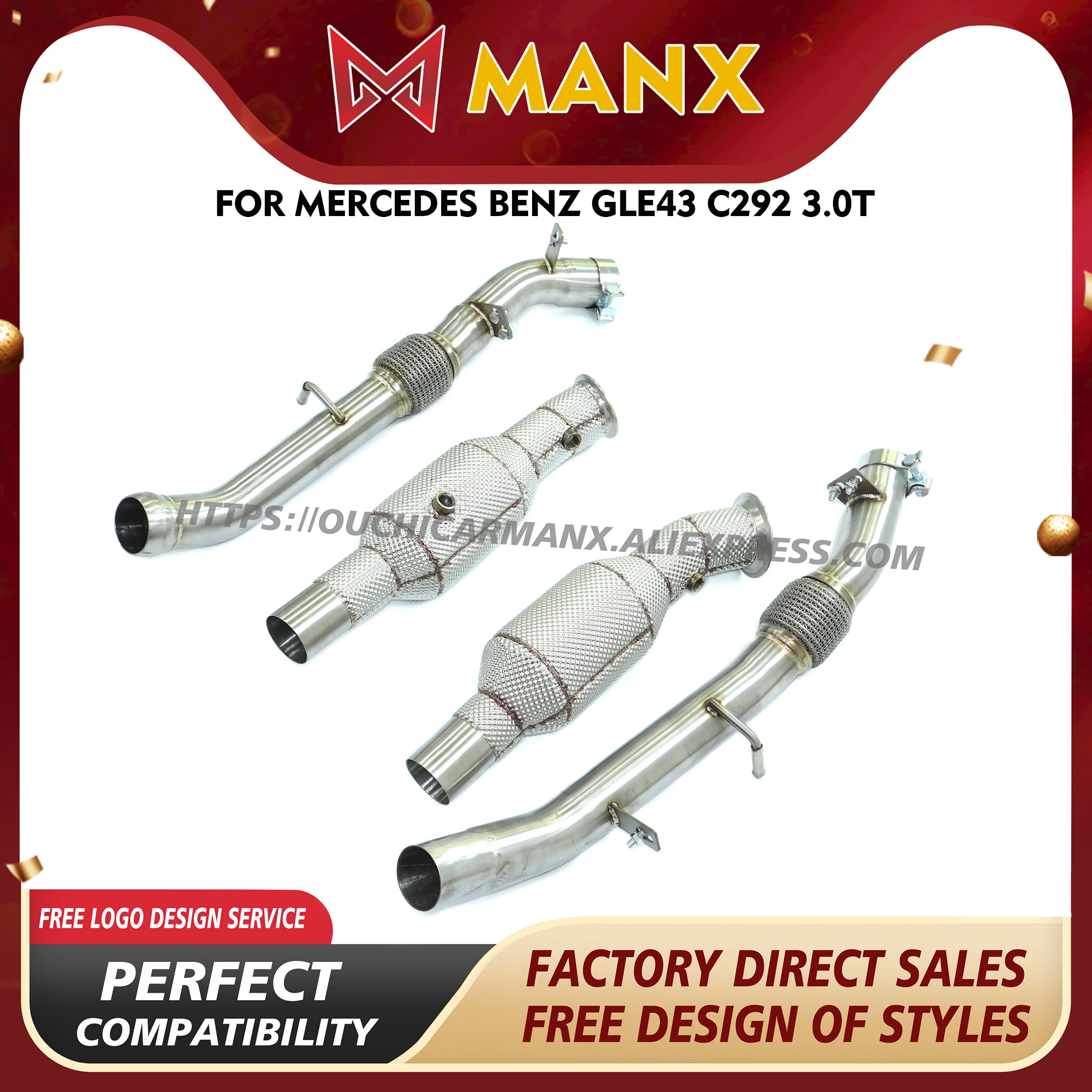 

Выхлоп MANX для Mercedes Benz GLE43 C292 3,0T Downpipe Тепловые экраны Высокая точность Длительный срок службы