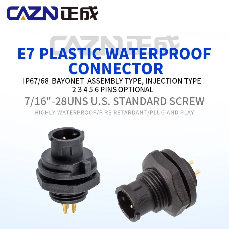 CAZN IP68 Mini Size 3 Pin Waterproof Connector LED Power Cable Bayonet Plug Socket Automotive Electric Panel Mount Connector