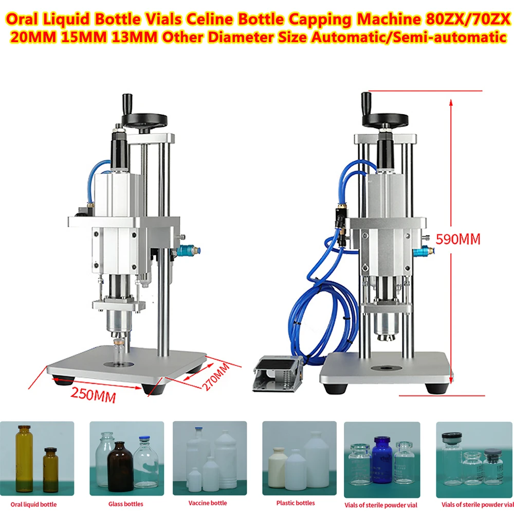 

Capping Machine For Oral Liquid Bottle Vials Celine Bottle Capper Automatic/Semi-automatic 80ZX/70ZX 20MM 15MM 13MM Sealing Tool