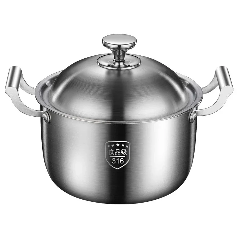 316 stainless steel household cooking Congee steamer Uncoated extra thick thickened soup pot Large capacity stew pot hot pot