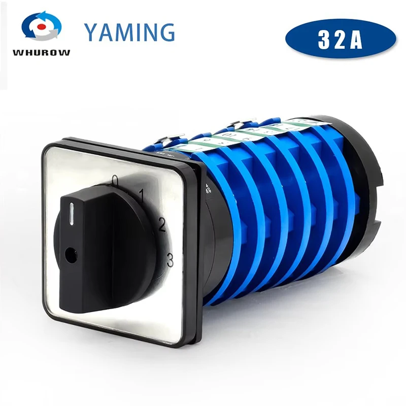 

4 Positions KDHC-32/6x3 Welding Machine Rotary Cam Switch 6 Poles Silver Contact 32A 500V Manual Knob Control