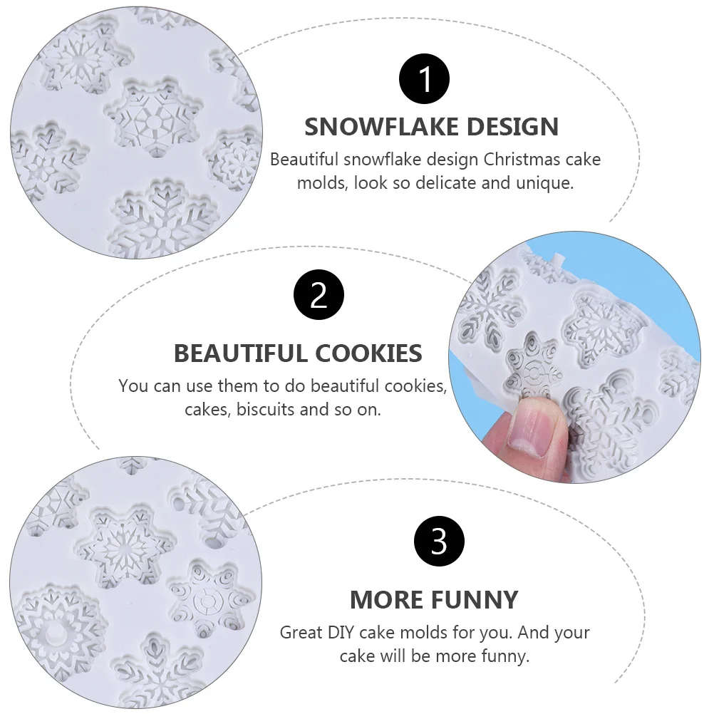 

2Pcs Christmas Snowflake Design Cake Molds DIY Baking Accessories Safe Food Grade Silica Gel Cakes Biscuits