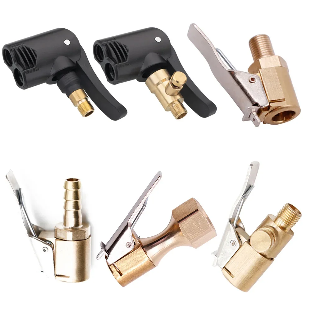 New Advanced Car Tire Air Chuck Inflator Pump Valve Connector Clip-on Adapter Car Brass 8mm Tyre Wheel Valve For Inflatable Pump