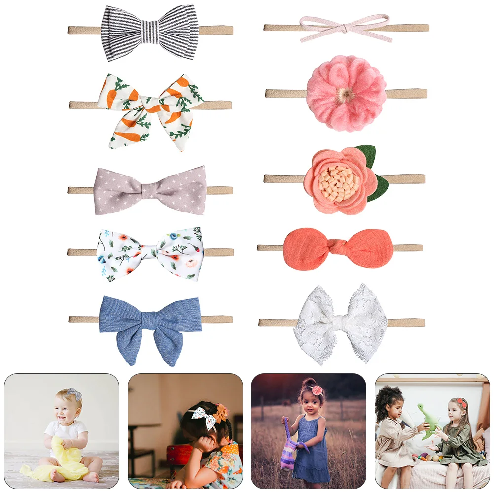 

Children Headdress Baby Hairb Girls Accessories Infant Printed Bowknot Flowers Nylon Photo Props Hairb Colors Various