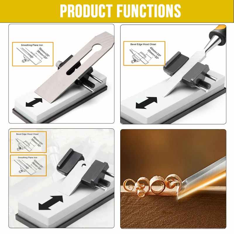 Chisel Honing Angle Guide Carbon Steel Sharpener Knife Sharpener Blade for Wood Chisel Projection Sharpener Jig Roller Whetstone