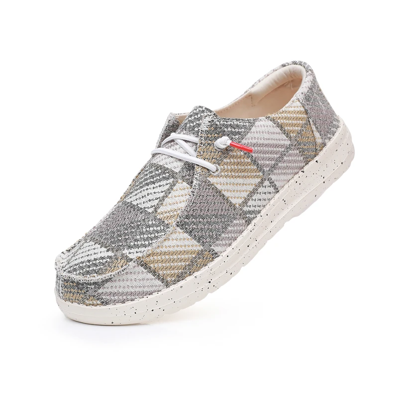 Trend Plaid Linen Men's Casual Shoes Summer Canvas Breathable Lighweight Flat Shoes Men Fashion Comfortable Slip-on Loafers Men