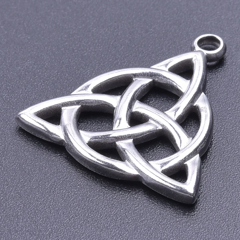 5pcs Stainless Steel Lucky Celtic Witch Knot Charms For Jewelry Making Retro Irregular Triangle Knot Pendant Jewelry Accessories