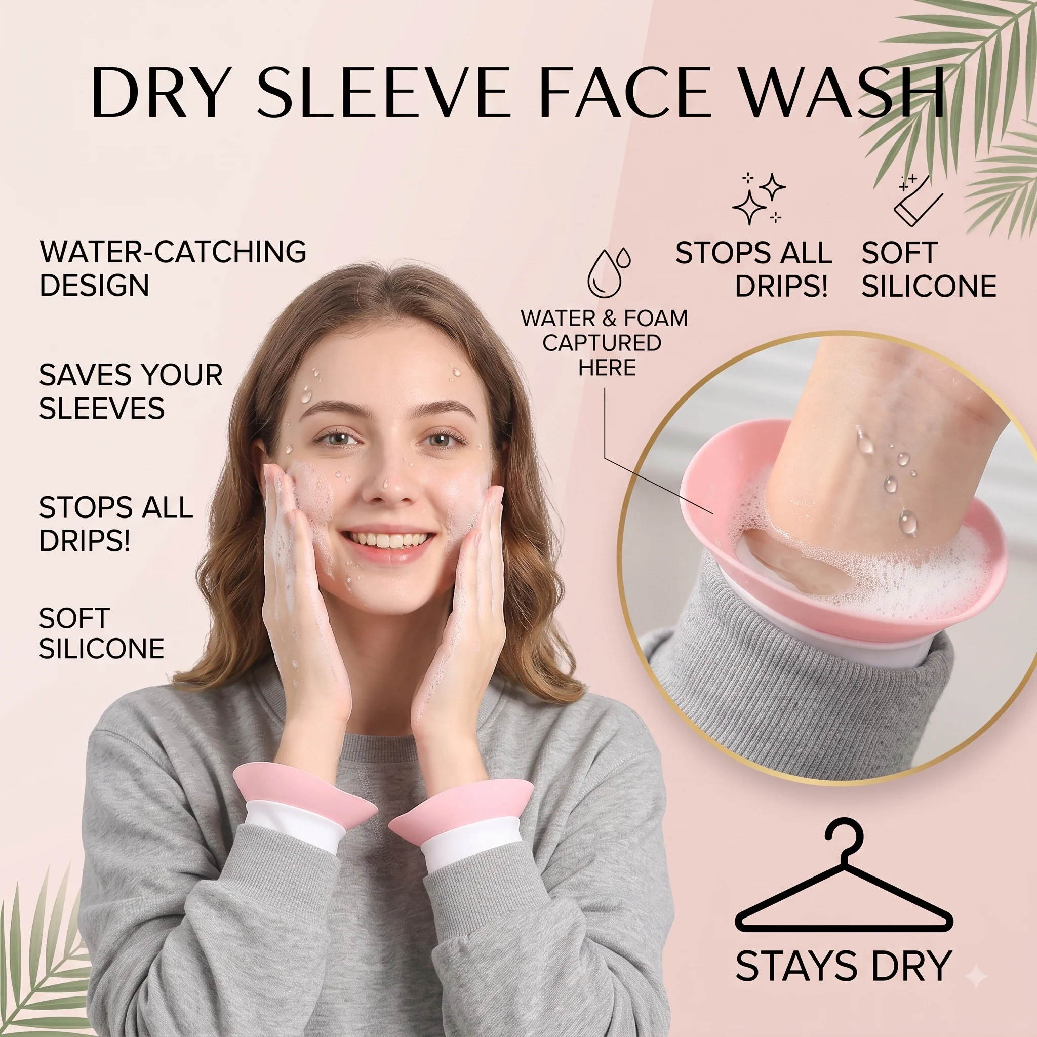 2pcs Silicone Waterproof Face Wash Wristbands Splash-Proof Adult Sleeves for Household and Hair Washing Universal Guard Cuffs