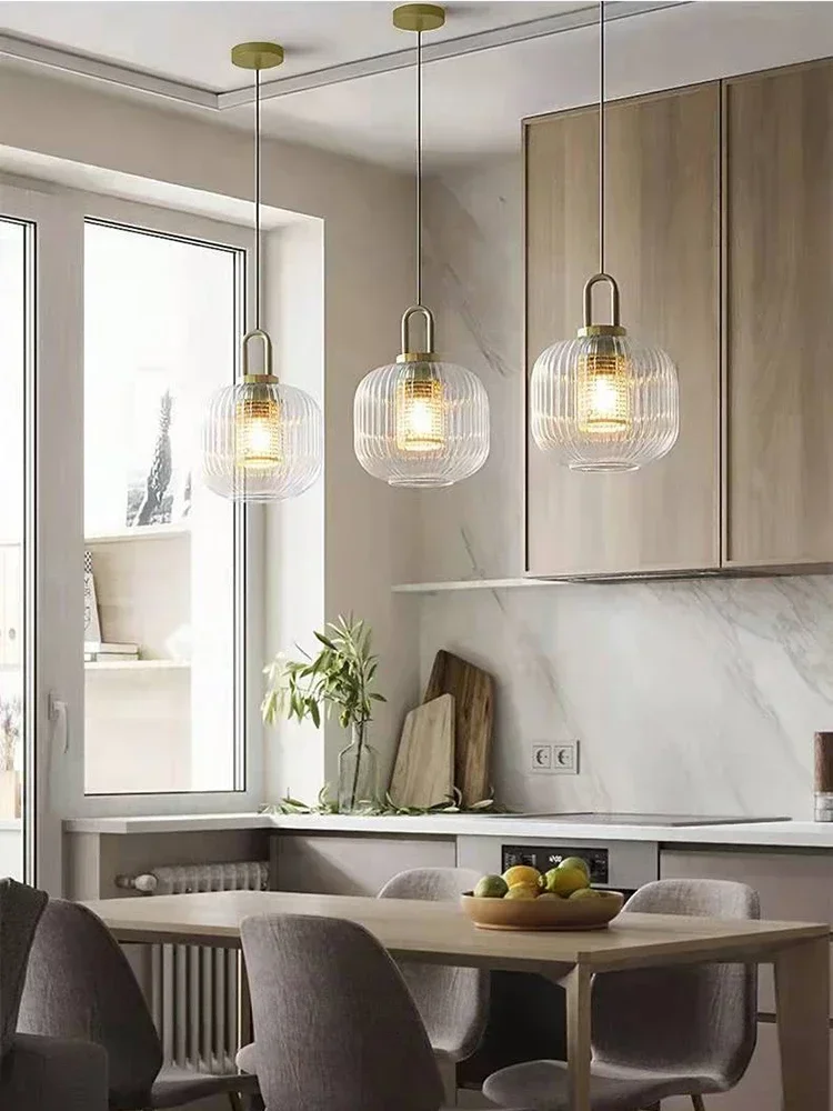 Imagem -02 - Nordic Designer Glass Stripe Pendant Lights Lâmpada Pingente Led Iluminação Interior Luminárias de Cozinha Home Decor Sala de Estar