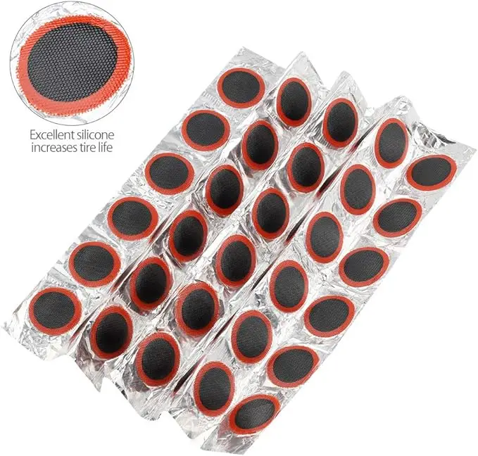 48PCS Bicycle Puncture Repair Kit Square Round Adhesive Patch High Quality Rubber Tyre Pads Inner Tube Pad Bike Motorcycle Fix