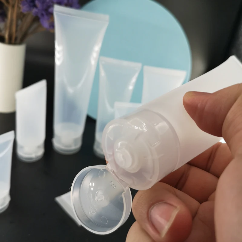 50pcs 15-100ml Empty Cosmetic Soft Tubes Transparent Plastic Travel Refillable Bottles Shower Gel Body Lotion Cleanser Shampoo