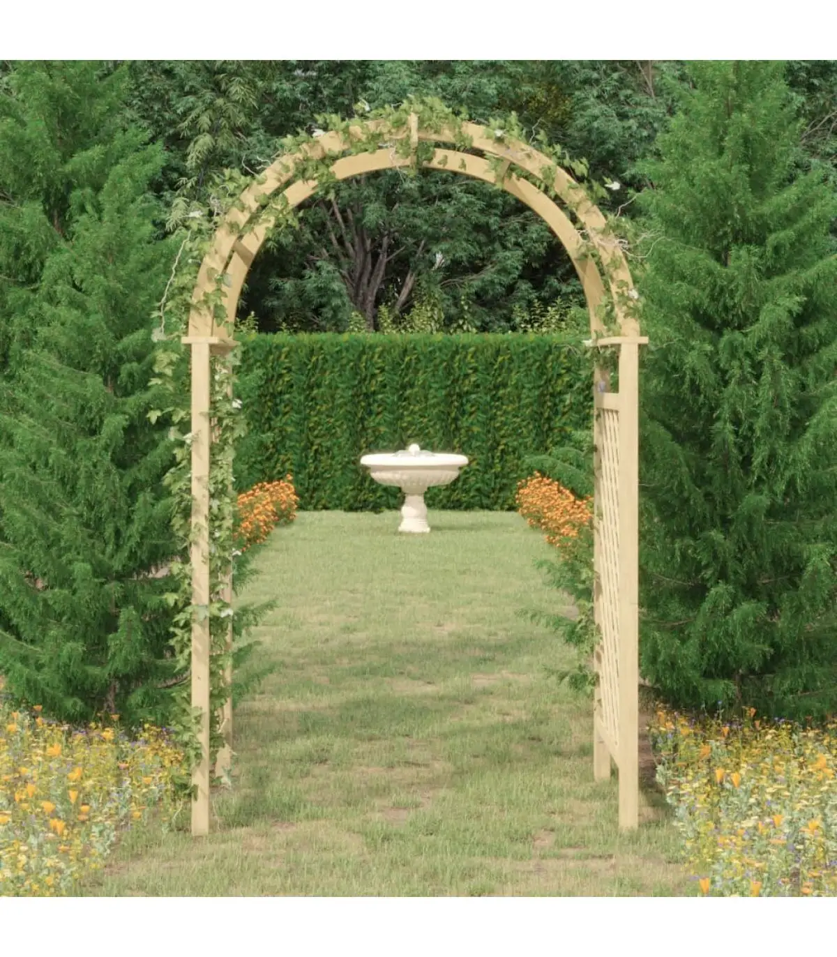 Pergolas, arches and garden trellis arch with solid wood trellis impregnated 141x97x243 cm