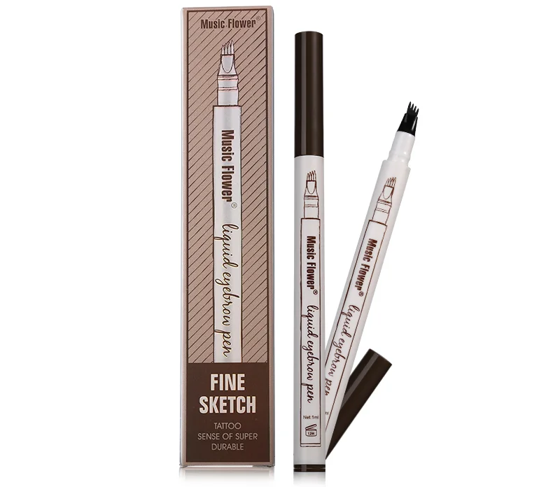 Music Flower Brand Makeup 4 Colors Fine Sketch Liquid Eyebrow Pencil Waterproof Tattoo Super Durable Eye Brow Pen Smudge-proof