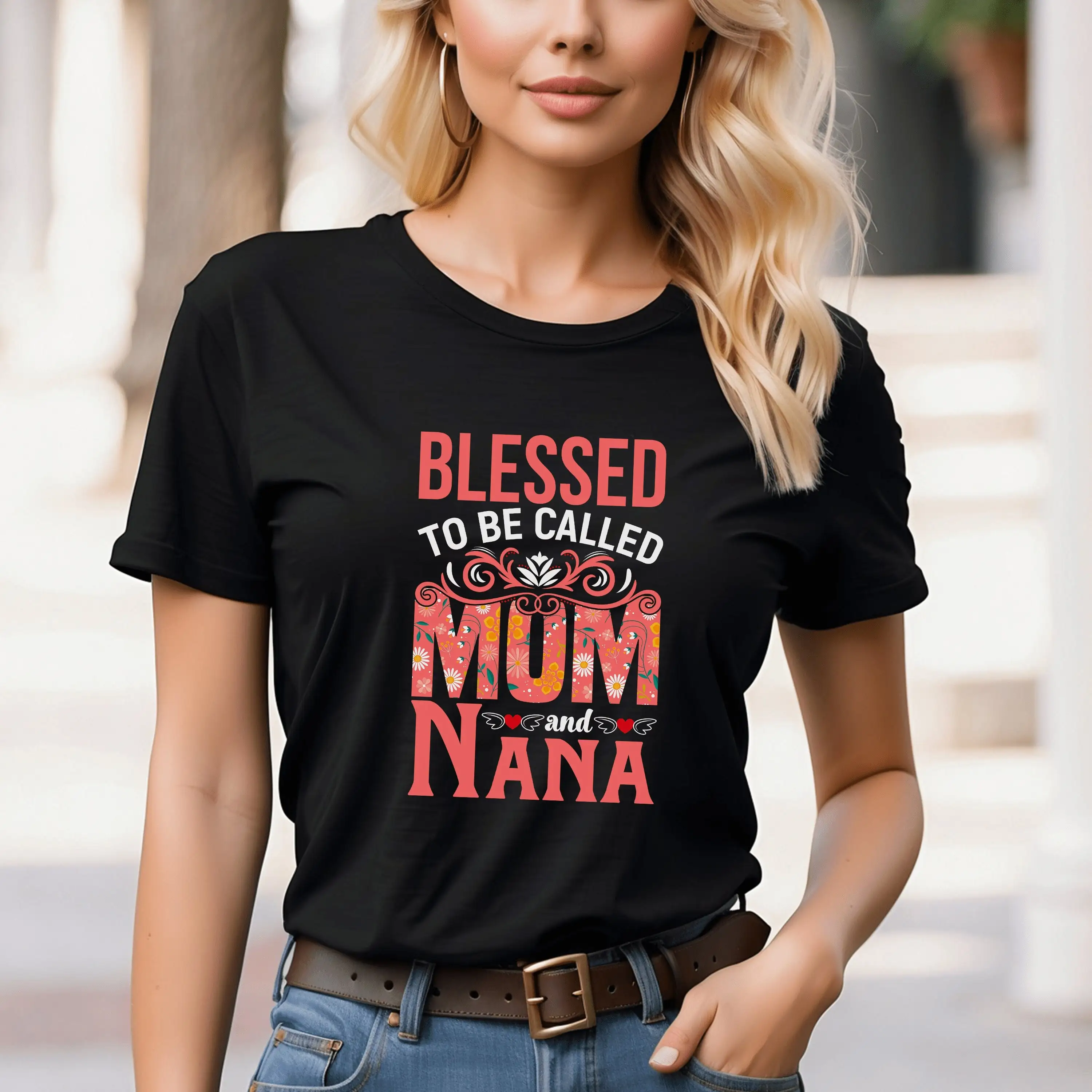 Blessed To Be Called Mum Nana T Shirt Grandma Life Mother For New Mothers Day Grammy Mother'S