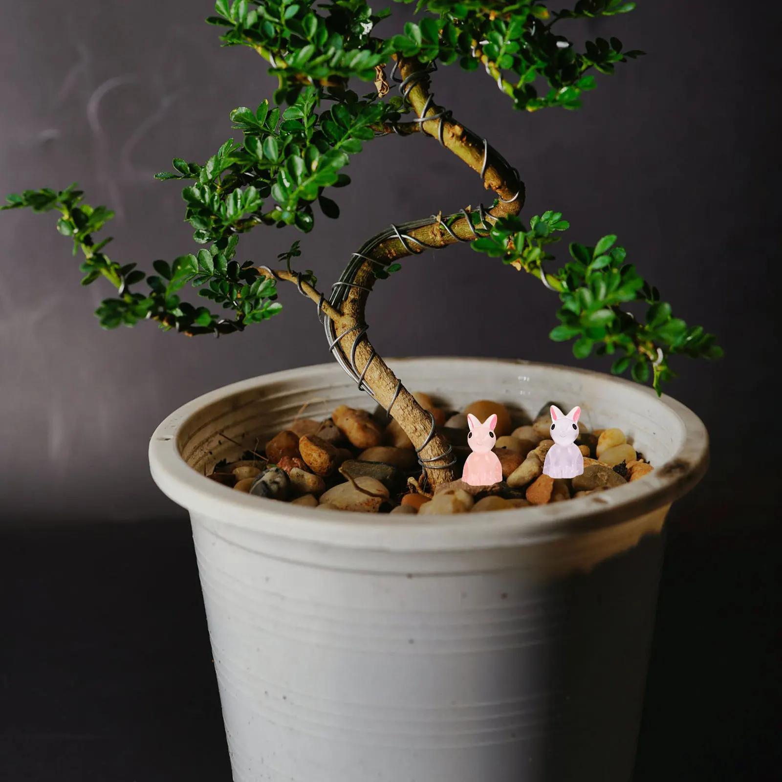 

80Pcs Luminous Mini Bunny Resin Statues for Easter Decorations Dark Fairy Garden Landscaping Desktop Animal Ornament Set