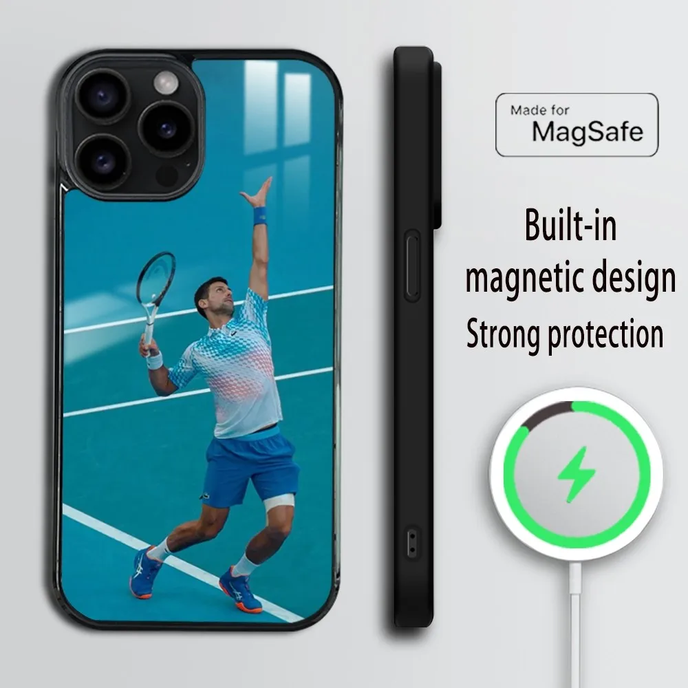 Tennis N-Novak D-Djokovic Phone Case For iPhone 16 15 14 13 12 11 Pro Max Plus Mini Magsafe Mirror Wireless Magnetic Cover